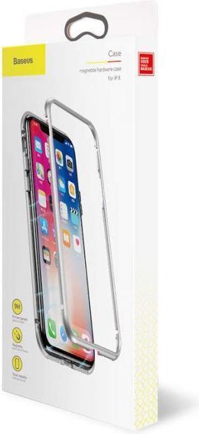 Image du produit Baseus iPhone X Étui de protection magnétique en aluminium Dos en verreArgent (Apple iPhone X)