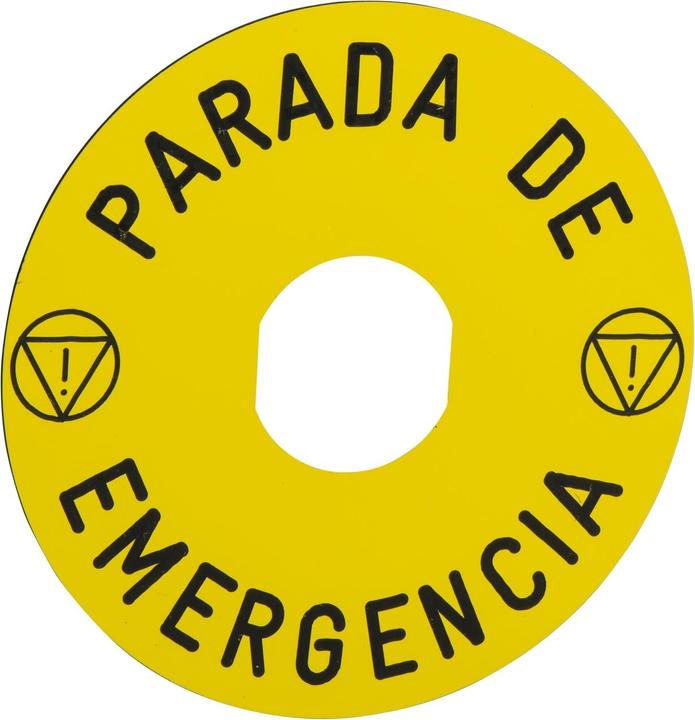 Immagine prodotto Schneider Electric Cartello, rotondo Ř90, f. Stop di emergenza/spegnimento di emergenza ZBY8430