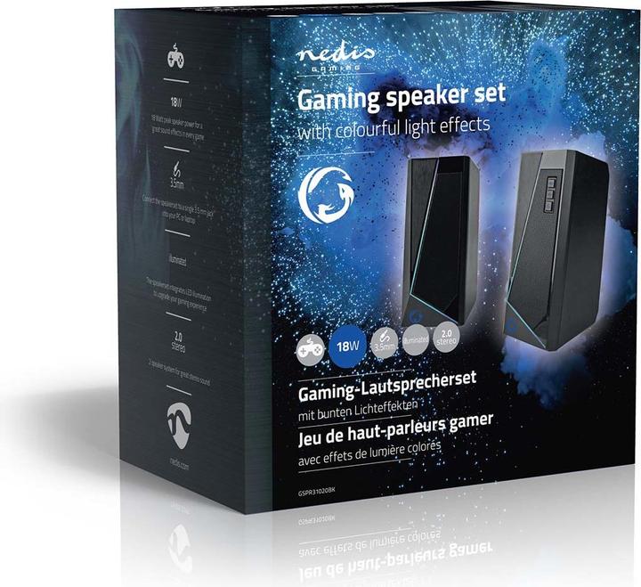 Actual product image Nedis Gaming Speaker | Speaker Channels: 2.0 | Powered via USB | 3.5 mm Plug | 18
