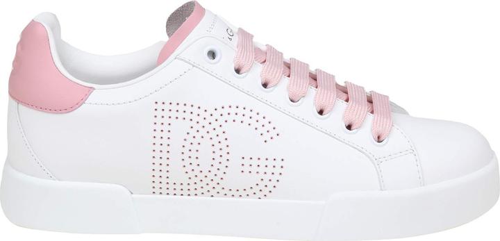 Produktbild Dolce & Gabbana portofino light sneakers in white and pink leather (40)