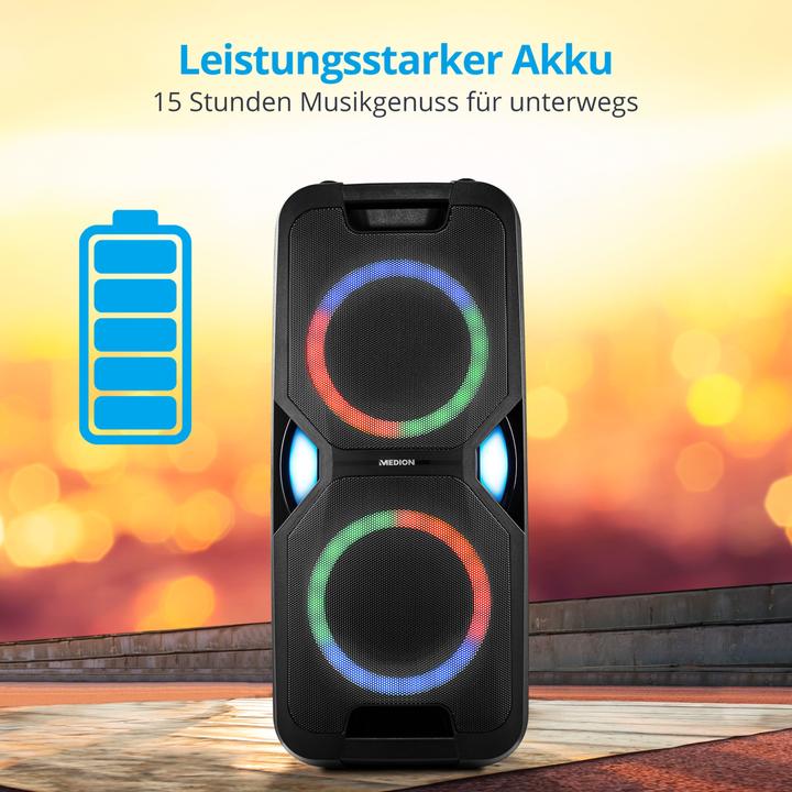 Produktbild Medion MD 44468 Partylautsprecher schwarz (15 h, Netzbetrieb, Akkubetrieb)