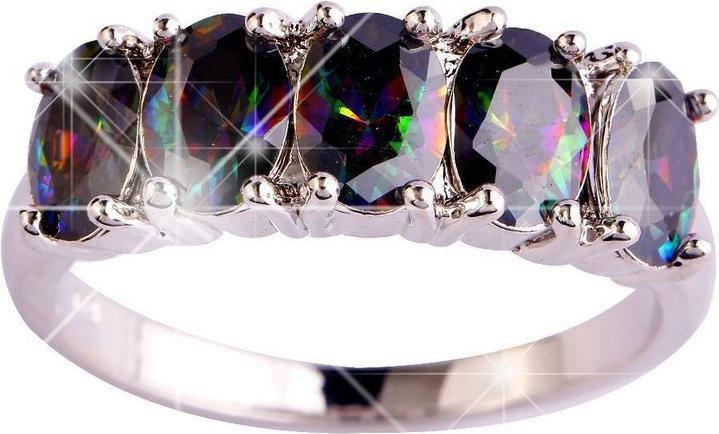 Produktbild Hermex versilberter Ring mit Regenbogen Topas - Gr. 51 / Size 6 (6, 51)