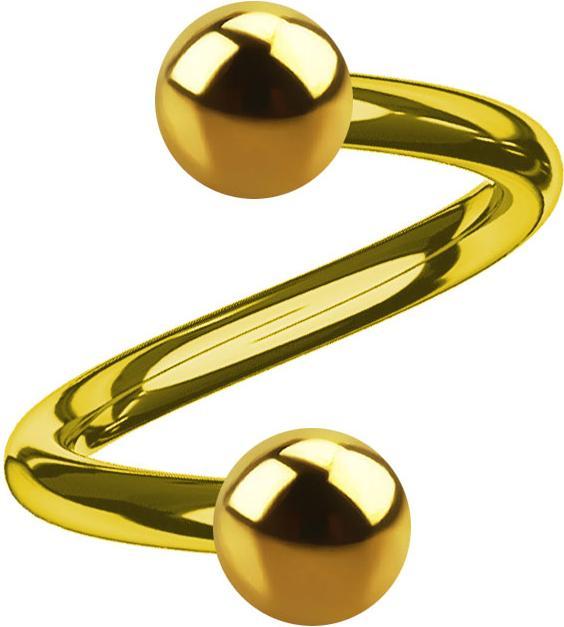 Immagine prodotto Star Piercing Micro spirale placcata oro con due sfere (senza ottone, Acciaio chirurgico 316L)