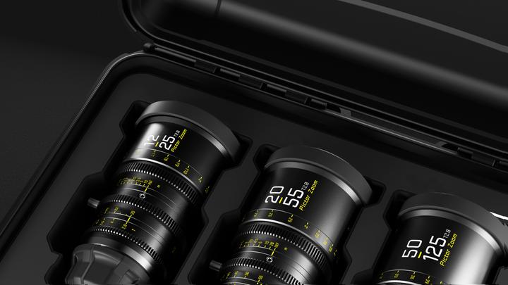 Actual product image Dzofilm Pictor Zoom 3-Lens Kit (12-25/20-55/50-125 T2.8) Black (PL)