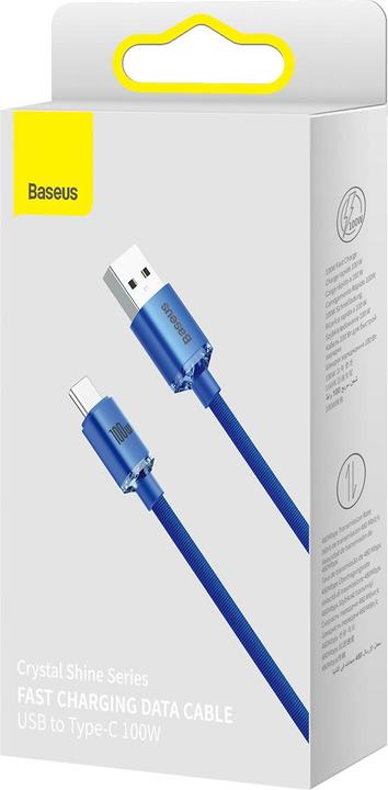 Actual product image Baseus Crystal Shine Series Fast Charging Data Cable USB to Type-C 100W 2m Blue (2 m, USB 2.0)