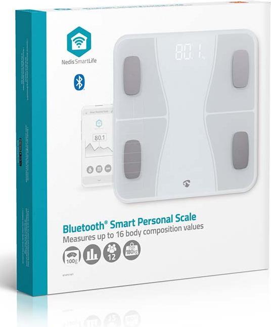 Image du produit Nedis WIFI-SmartLife-Pèse-personne Bluetooth® | IMC / BMR / Graisse / Os / Poids / Muscle / Quoi (180 kg)