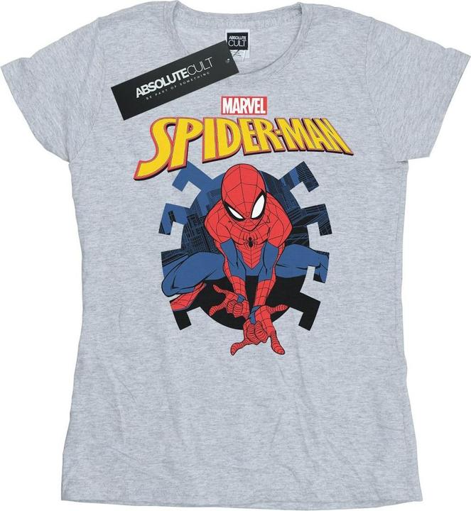 Actual product image Womens/Ladies Spider-Man Web Shooting Emblem Logo Cotton T-Shirt (XL)