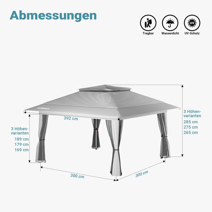 Actual product image Wiltec Folding gazebo mosquito net 4x4m light grey garden gazebo party tent pavilion (400 cm, 400 cm)
