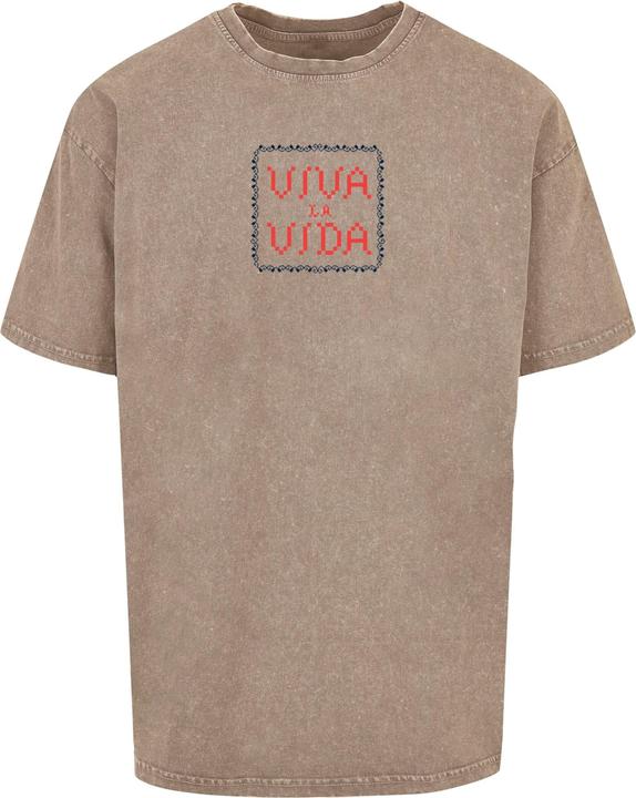 Actual product image Merchcode Frida Kahlo - Pixels viva la vida Acid Washed Heavy Oversize Tee - 118139 (XS)