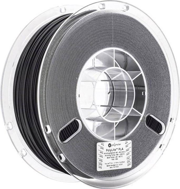 Actual product image Polymaker PolyLite PLA Black 2.85 mm 3.000 g (PLA, 2.85 mm, 3000 g, Black)