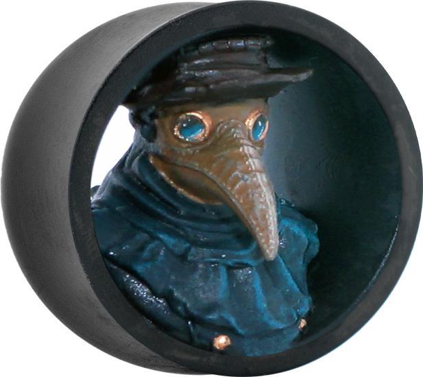 Produktbild Star Piercing Flared Tunnel schwarz Pestdoktor links (Harz, ohne Messing)