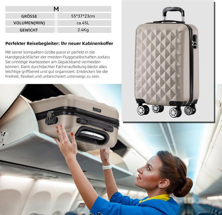 Actual product image Beibye Hartschalen-Trolley (45 l, Hand luggage (up to 50 litres))