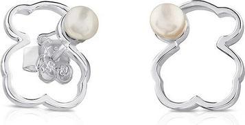 Tous Silver earrings with teddy bear and pearl 2 in 1 Silhouette 1000091300, hint: Double earrings
