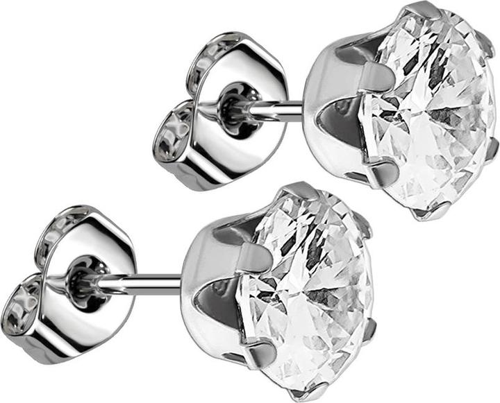 Produktbild Star Piercing Ohrstecker mit rundem Kristall silber (ohne Messing, Chirurgenstahl 316L)