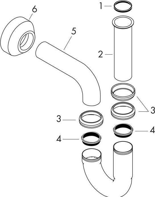Produktbild hansgrohe HG Röhrensiphon Standardmodell chrom (Röhrensiphon, 1 1/4")