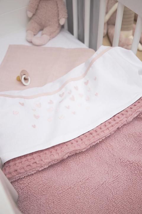 Immagine prodotto Meyco Lenzuolo per culla Baby Hearts Small - Rosa tenue (75 x 100 cm)