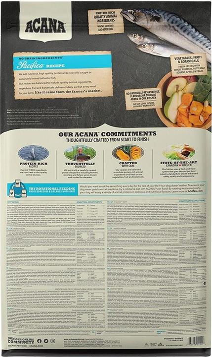 Valori nutrizionali e ingredienti Acana Regionali Pacifica (Adulto, 1 pz., 6000 g)
