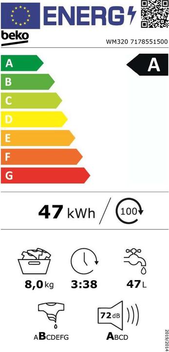 Energie-Label Beko WM320 (8 kg, Links)