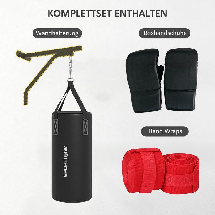 Produktbild Swisshandel24 Boxsack Wandhalterung Boxsack Ständer mit Handschuhen, Stahl, Schwarz