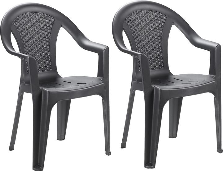 Produktbild Mojawo 2 Stück Stapelstuhl Rattan-Optik Anthrazit