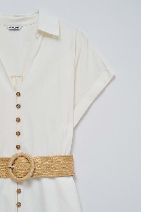 Produktbild Salsa Jeans Midikleid Linen Shirt Dress With Front Buttoned Belt (XS)
