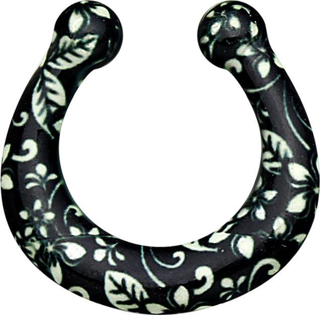 Star Piercing Fake Septum mit Blumennmuster (Messing)