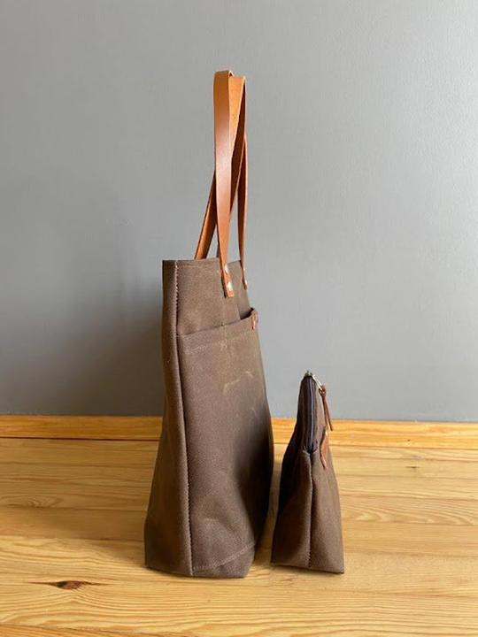 Produktbild Only-Bags.Store Medium Waxed Canvas Tote - Wasserdichte Tote - Simply Tote Bag - braun