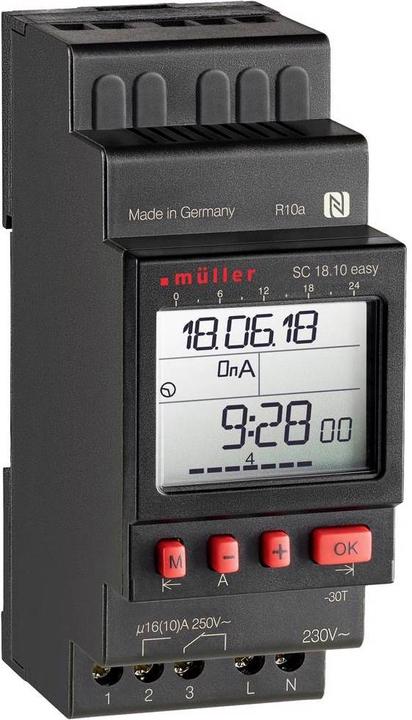 Actual product image müller SC18.10 easy, 24V ACDC, DIN rail time switch digital 24 V/DC, 24 V/AC 16 A/250V