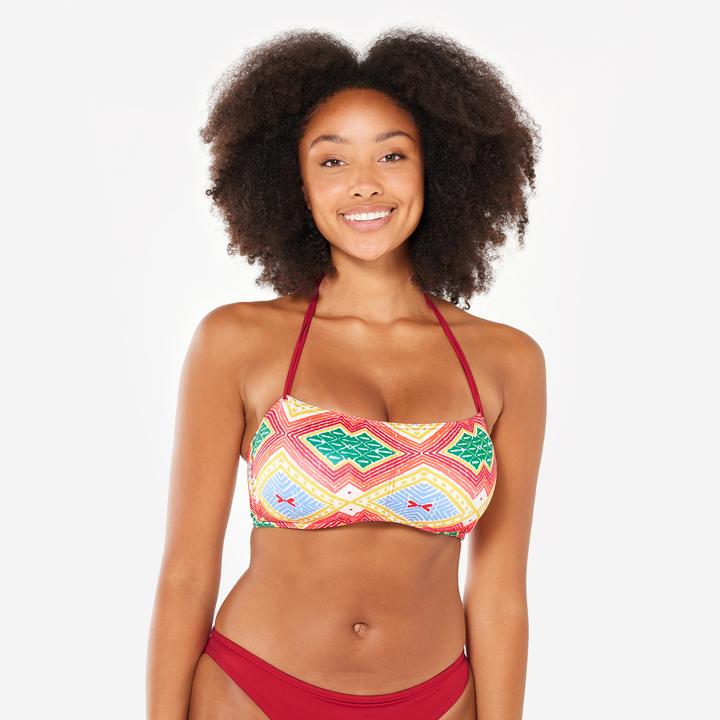 Actual product image Olaian Bikini-Oberteil Damen Bandeau Surfen Lori Sangria rot (80 C)