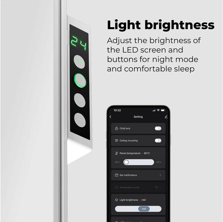 Produktbild Aeno Infrarotheizer Premium Eco Smart LED 700 W, Grau (700 W)