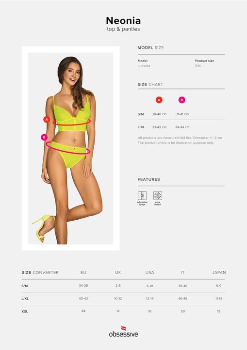 Immagine prodotto Obsessive Neonia top & tanga giallo S/M (S, M, S/M)