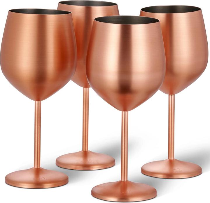 Produktbild Oak & Steel Edelstahl Weingläser Rosegold matt 4er-Set (50 cl, 4 Gläser, Weingläser Set)