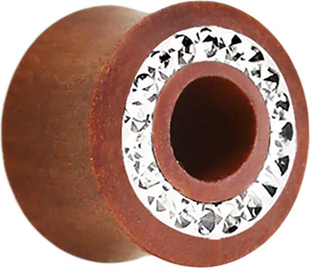 Produktbild Star Piercing Flared Tunnel aus Sawo Holz mit Kristall silber und Epoxy Schutzschicht (Organisch, ohne Messing)