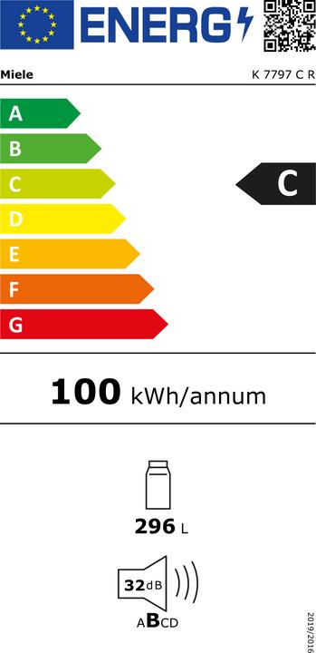 Label énergétique Miele K 7797 C R (296 l)