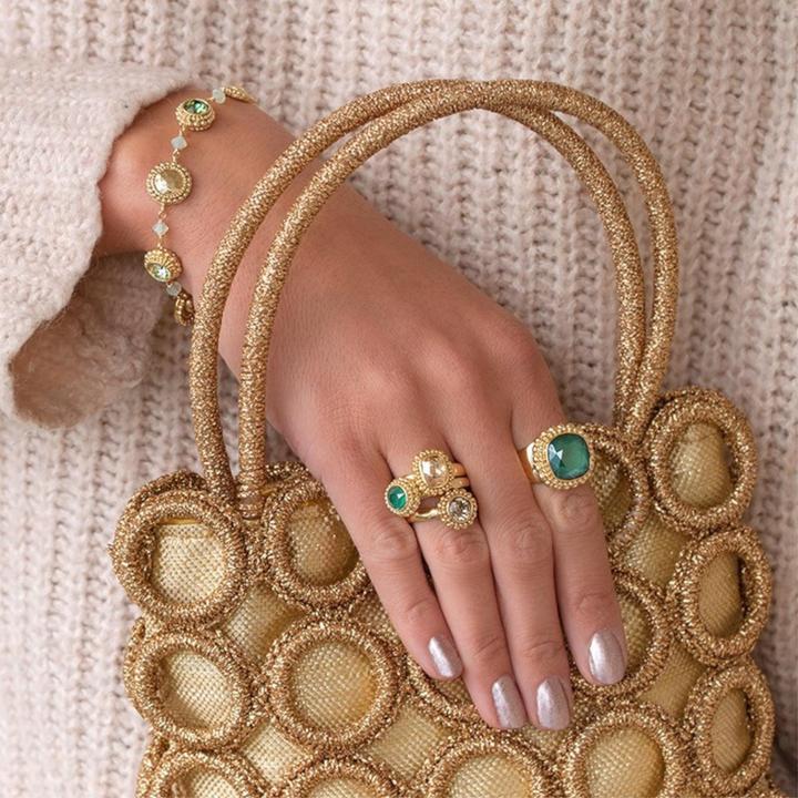 Immagine prodotto Steinkult Bracciale con pietre di cristallo "Sheila (21 cm, Ottone placcato argento, Vetro (di orologio))