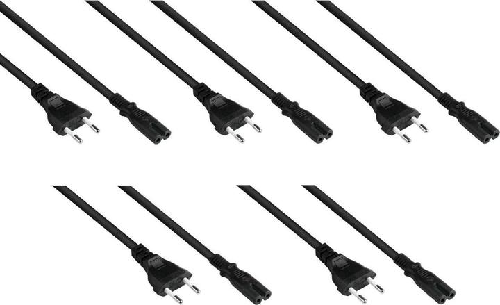 Varia Euro-Netzkabel Euro-Stecker Typ C an C7Euro 8 Buchse, schwarz, 0,75mm, 1,8m - 5e (1.80 m)