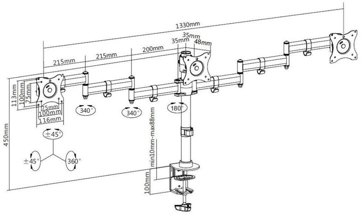 Image du produit Multibrackets MB Pied de table Tripple de base (Tables, 27")