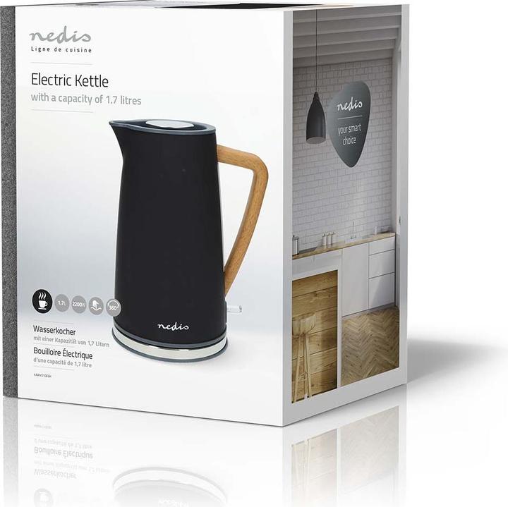 Produktbild Nedis Wasserkocher | 1.7 l | Soft-Touch | Schwarz | Um 360 Grad drehbar | Verdecktes Heizelement | S (1.70 l)