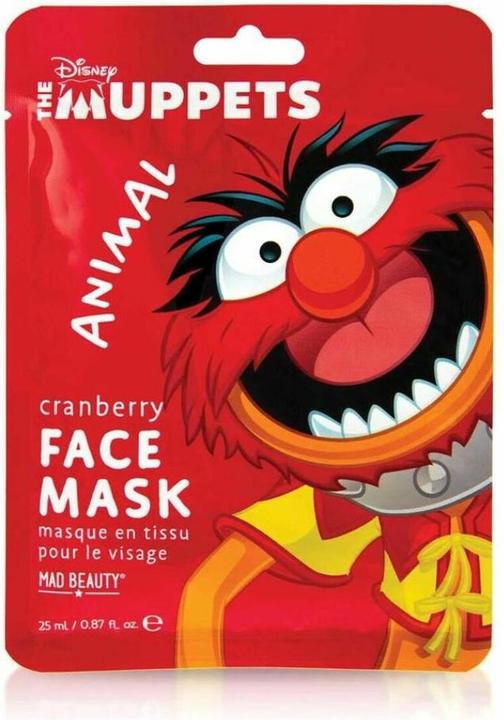 Mad Beauty Disney Muppet Animal Face Mask Moisturizing and Refreshing Sheet Mask with Cranberry Extract 30g (25 ml)
