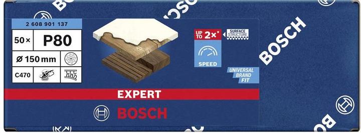 Actual product image Bosch Professional Zubehör Expert C470 Sandpaper multi-hole for random orbital sander, 150 mm, G 80, 50 pcs. (80)