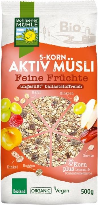 Bohlsener Mühle 5-Korn Aktiv Müsli Feine Früchte Bio (500 g)