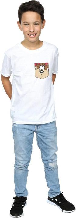 Immagine prodotto Looney Tunes Tasmanian Devil Face Faux Pocket Maglietta Ragazzi (140, 146)