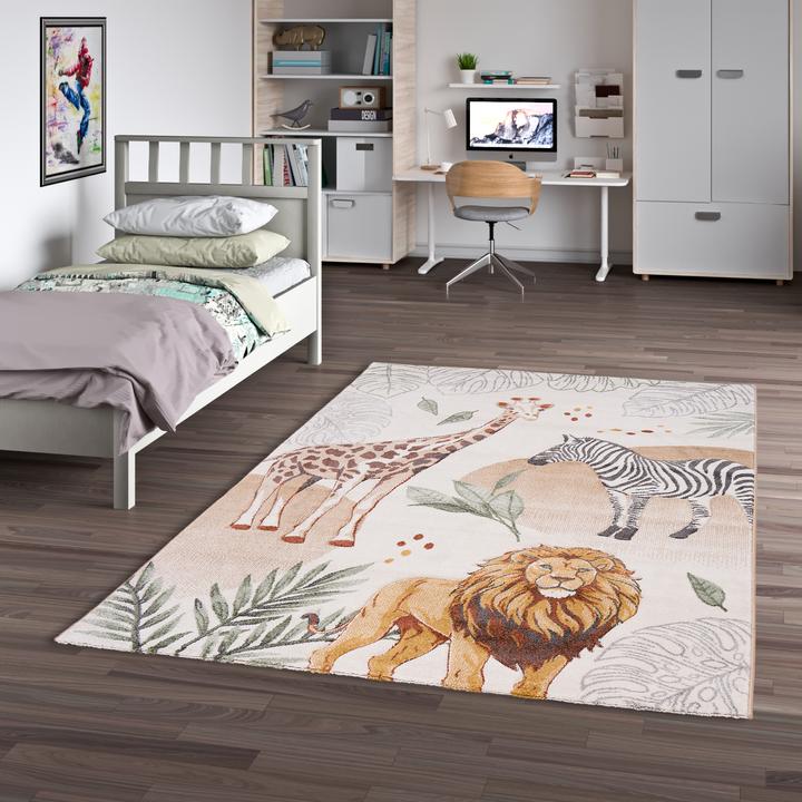 Produktbild Pergamon Kinder Teppich Maui Kids Giraffe Zebra Löwe (200 x 290 cm)