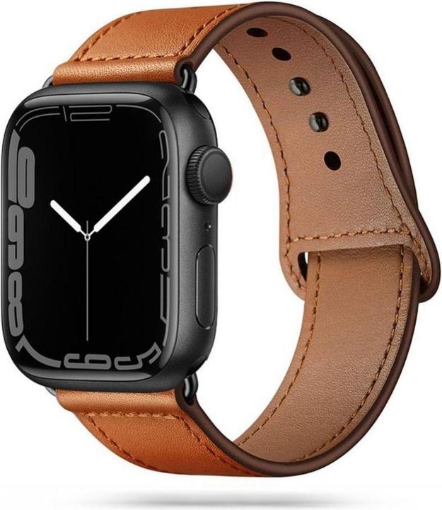 Tech Apple 4/5/6/7/8/SE Smart Watch Lederarmband, Braun, 38/40/41 mm (38 mm, 40 mm, 41 mm, Echtes Leder)