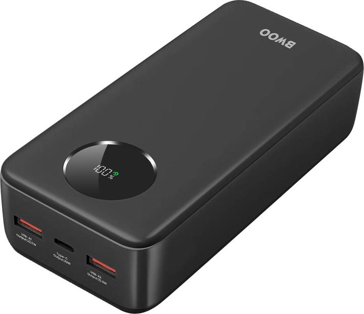Bwoo Power bank 22,5W 30000 mAh power bank with LCD screen, black (30000 mAh)