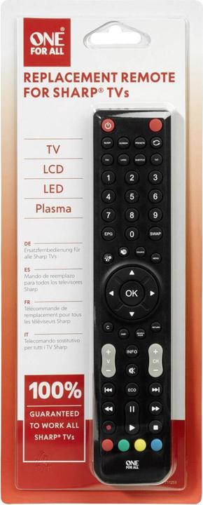 Immagine prodotto One for All Telecomando di ricambio per TV Sharp (Telecomando universale, Infrarossi)
