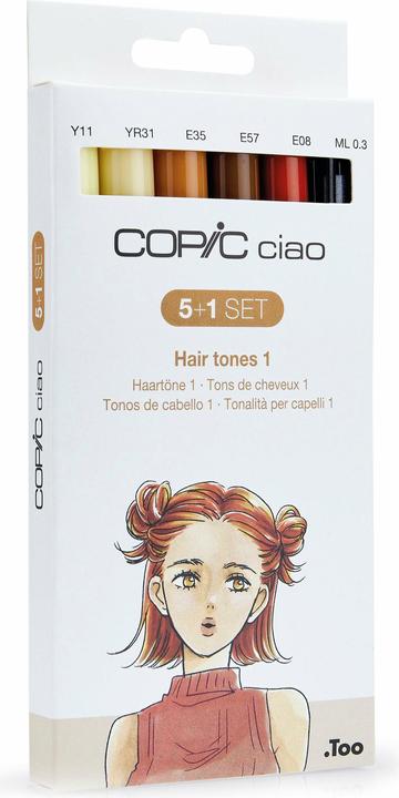 Produktbild Copic Marker ciao, 5+1 Set "Hair Tones 1" (Gelb, Braun, Chamois, 0.30 mm, 6 x)