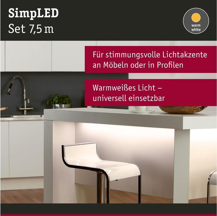 Actual product image Paulmann LED Stripes MaxLED Roller 7.5 m W (Warm white, 750 cm, Indoor)