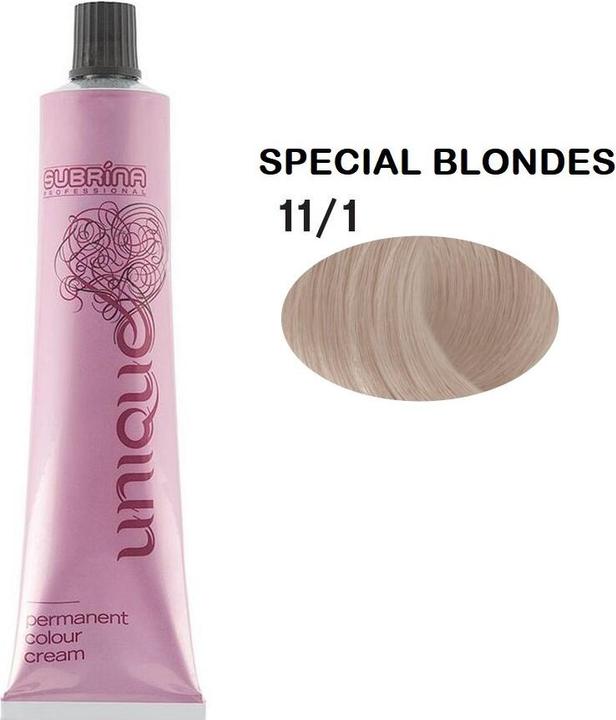 Konjac Sponge Vopsea de par permanenta Subrina Professional Unique 11/1, Blond Special Cenusiu, 100ml (11, 1 Special Ash Blond)