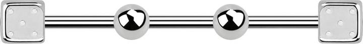 Produktbild Star Piercing Barbell silber zwei Kugeln mit zwei Würfel (ohne Messing, Chirurgenstahl 316L)